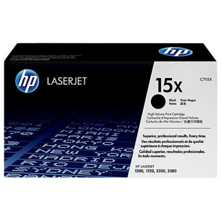 Original HP 15X-LaserJet-tonerpatron med høj kapacitet, sort (C7115X)