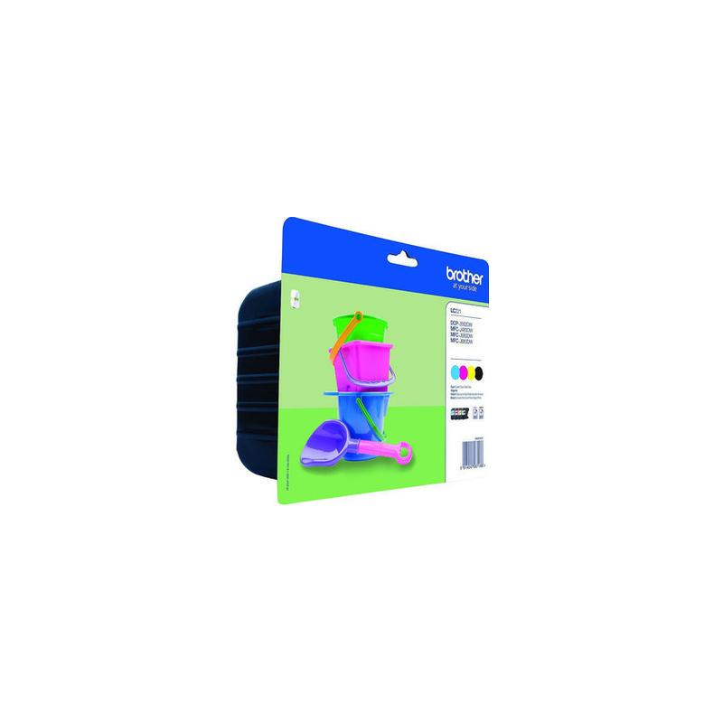 Brother LC 221 multipack blækpatron CMYK (LC221VALBPDR) original bulk