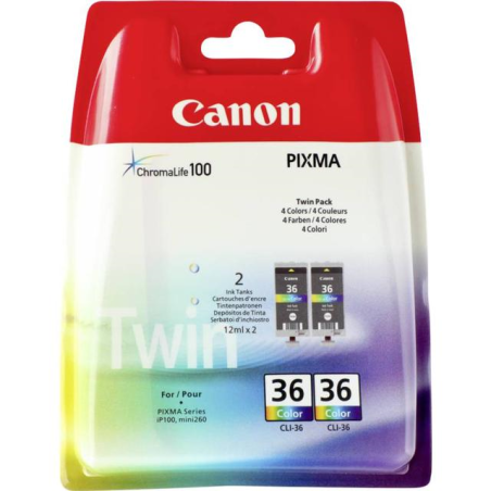 Canon CLI 36 original TwinPack 3 farvet blækpatroner.