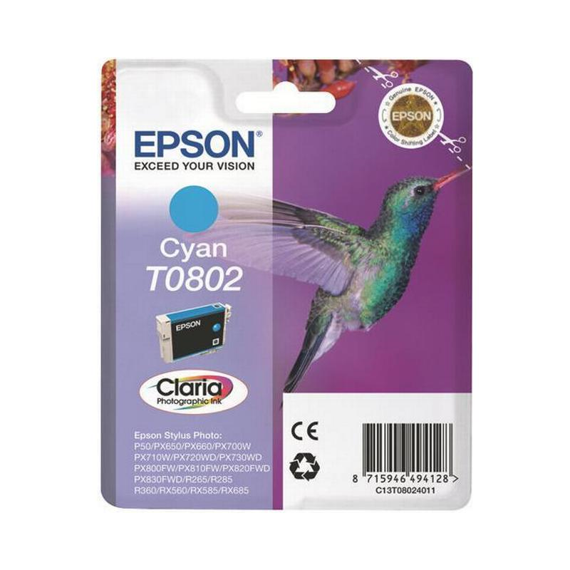 Epson EPSON T0802 blækpatron cyan (C13T08024011) original bulk