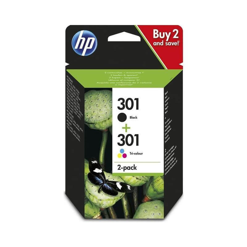HP 301 2-pack blækpatron (N9J72AE) multipack Original OD billig pris | Multitech