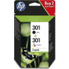 HP 301 2-pack blækpatron (N9J72AE) multipack Original OD billig pris | Multitech