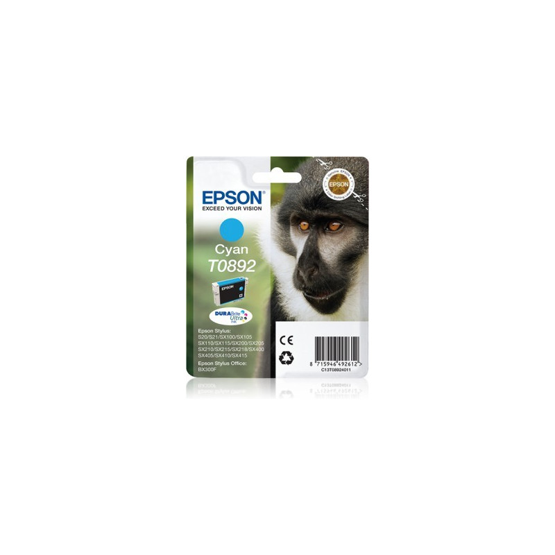 Original Epson T0892 cyan durabrite ultra blækpatron 3,5 ml