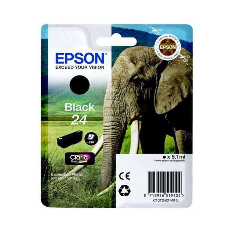 Epson 24 blækpatron sort (T2421) original bulk