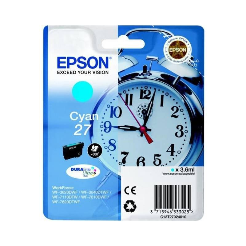 Epson 27 blækpatron cyan (T2702) original