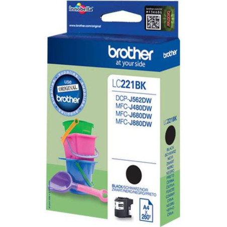 Brother LC221BK original Sort blækpatron bulk