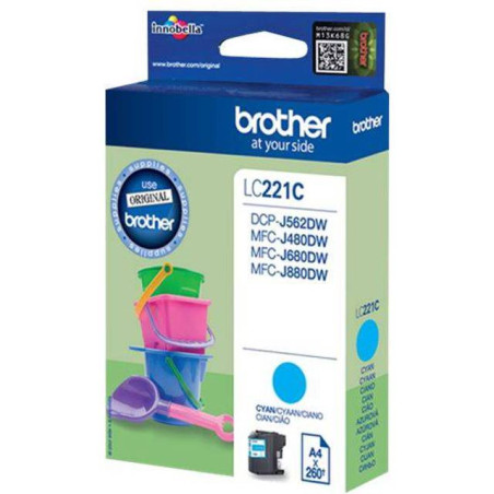 Brother LC221C original Cyan blækpatron bulk