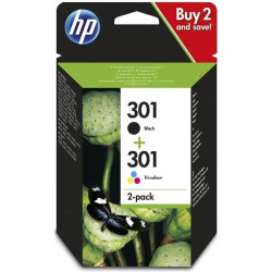 HP 301 2-pack blækpatron BK+CMY (N9J72AE) original OD