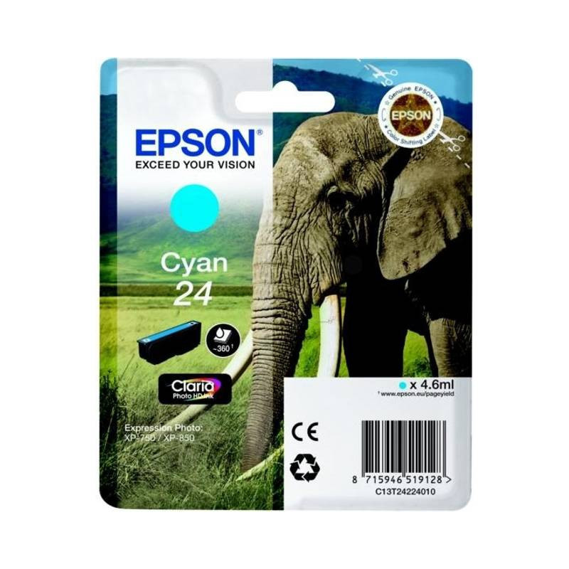 Epson 24 blækpatron cyan (C13T24224012) original bulk
