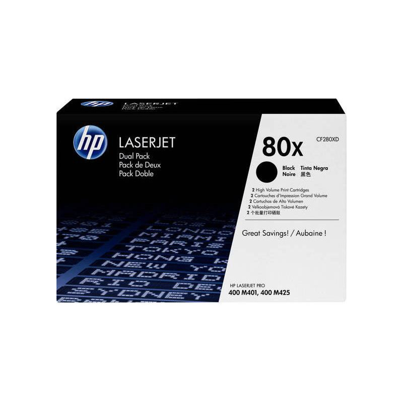 HP 80X sort toner  CF280XD 2 pack