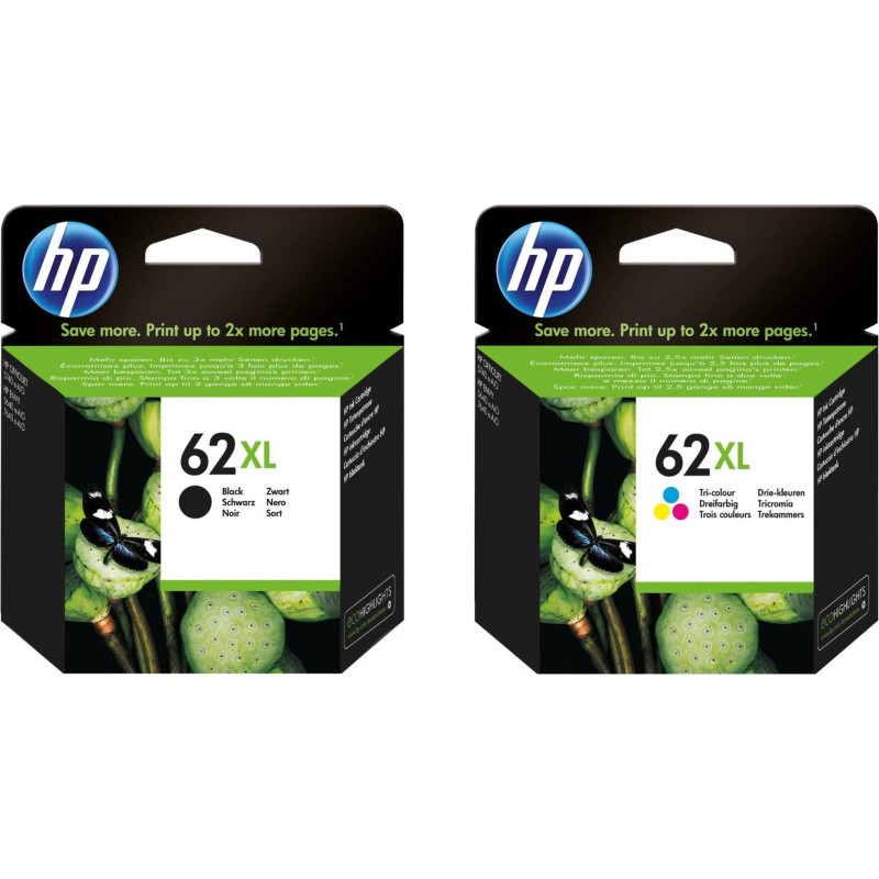 HP 62XL Sort + HP 62 3-farvet Original MultiPack OD (C2P05AE + C2P06AE) billig pris | Multitech