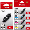Canon PGBK 550XL/CLI 551XL C/MY/BK Multipack blækpatroner bulk