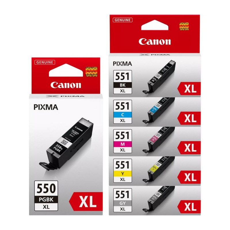 Canon PGBK 550XL/CLI 551XL C/MY/BK/GY Multipack blækpatroner bulk