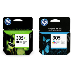 HP 305 3 farvet/305XL sort original MultiPack blækpatroner OD