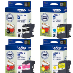 Brother LC22UBK/C/Y/M XL originale blækpatroner bulk
