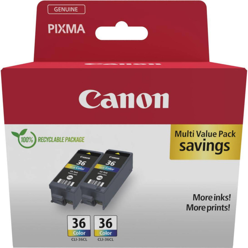 Canon CLI 36 original TwinPack 3 farvet blækpatroner.