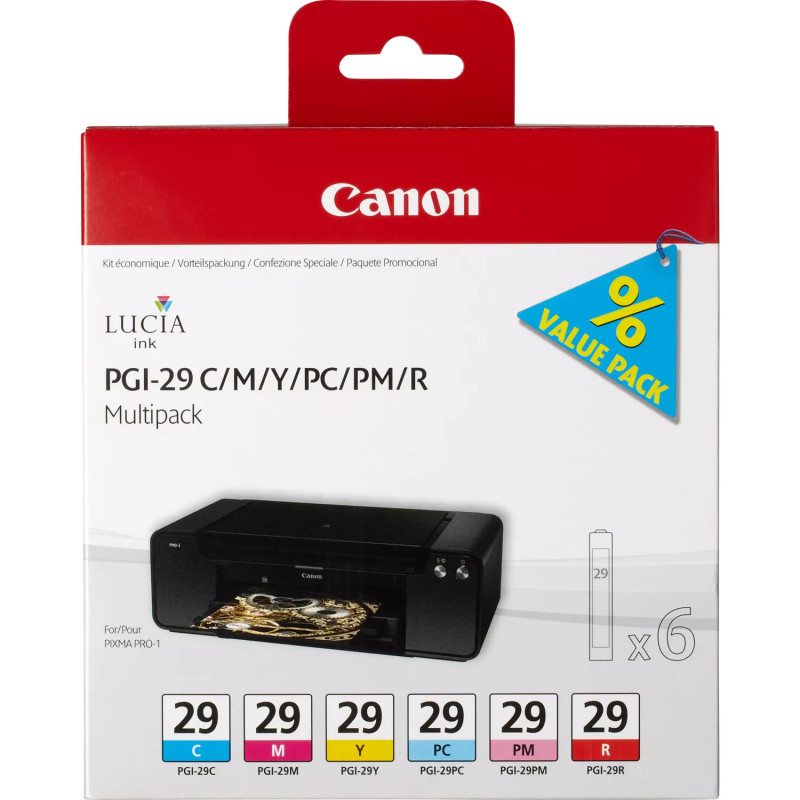 Canon PGI 29C/M/Y/PC/PM/R original Multipack blækpatroner