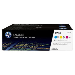 Original HP 128A Pakke med 3 stk., cyan/magenta/gul, blækpatroner (CF371AM)