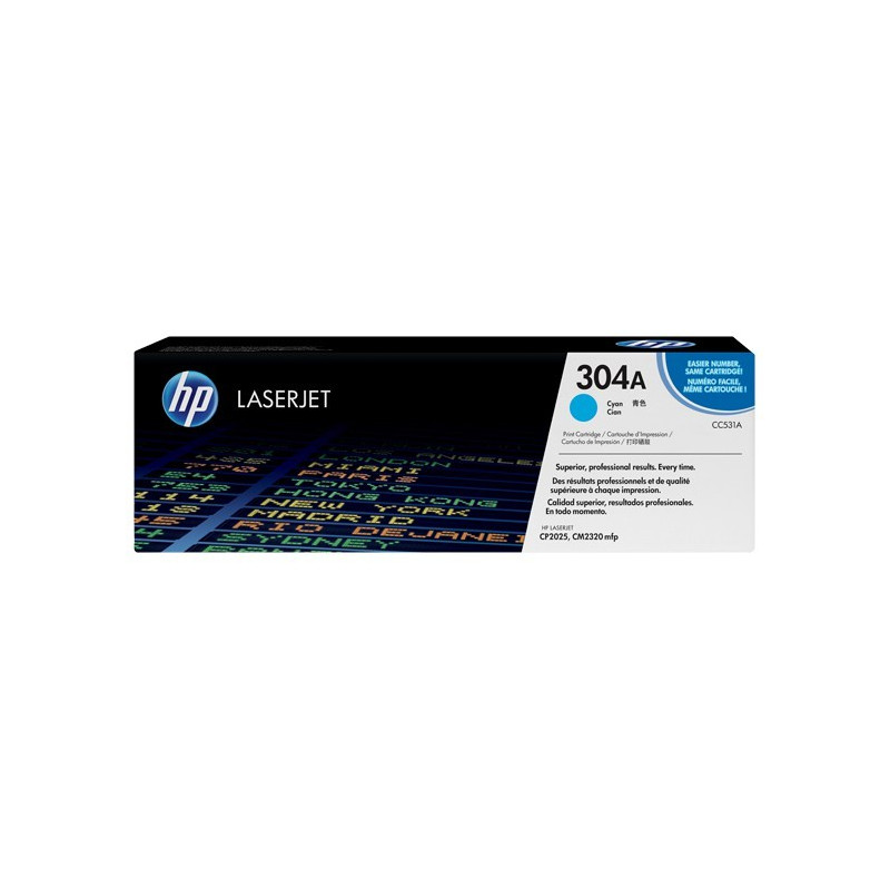 Original HP 304A LaserJet-tonerpatron, cyan (CC531A)